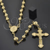 Rosario Grande 5.207.001.30 Oro Laminado, Diseño de Guadalupe y Crucifijo, Pulido, Tono Dorado