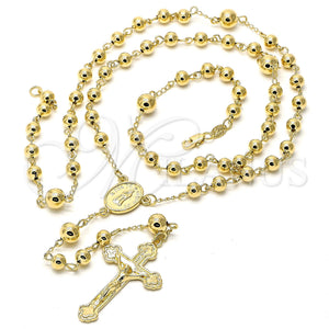 Rosario Grande 5.207.001.30 Oro Laminado, Diseño de Guadalupe y Crucifijo, Pulido, Tono Dorado