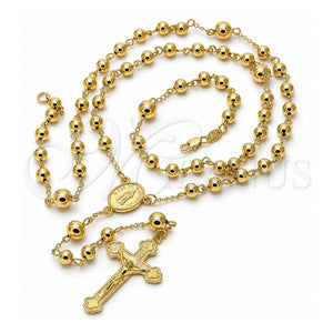 Rosario Grande 5.207.001.30 Oro Laminado, Diseño de Guadalupe y Crucifijo, Pulido, Tono Dorado