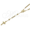 Rosario Mediano 5.208.002.24 Oro Laminado, Diseño de Sagrado Corazon de Maria y Crucifijo, Pulido, Tono Dorado