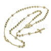 Rosario Mediano 5.208.002.24 Oro Laminado, Diseño de Sagrado Corazon de Maria y Crucifijo, Pulido, Tono Dorado