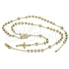 Rosario Mediano 5.208.002.24 Oro Laminado, Diseño de Sagrado Corazon de Maria y Crucifijo, Pulido, Tono Dorado