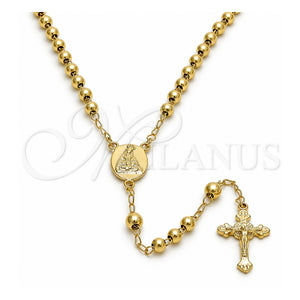 Rosario Mediano 5.208.003.24 Oro Laminado, Diseño de Altagracia y Crucifijo, Pulido, Tono Dorado