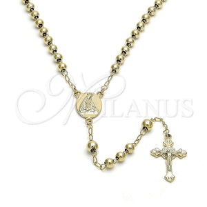 Rosario Mediano 5.208.003.24 Oro Laminado, Diseño de Altagracia y Crucifijo, Pulido, Tono Dorado