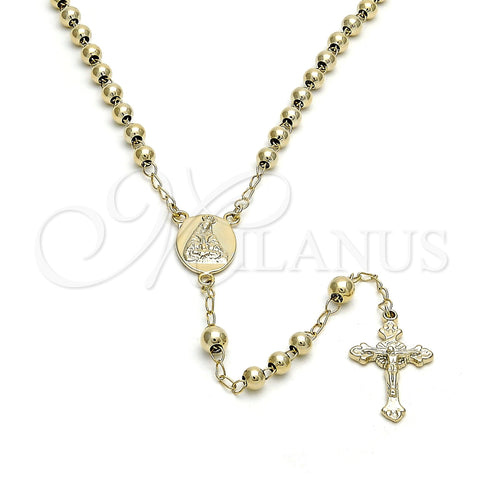 Rosario Mediano 5.208.003.24 Oro Laminado, Diseño de Altagracia y Crucifijo, Pulido, Tono Dorado