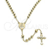 Rosario Mediano 5.208.003.24 Oro Laminado, Diseño de Altagracia y Crucifijo, Pulido, Tono Dorado