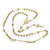 Rosario Mediano 5.208.004.24 Oro Laminado, Diseño de Sagrado Corazon de Jesus y Crucifijo, Pulido, Tono Dorado