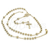 Rosario Mediano 5.208.005.24 Oro Laminado, Diseño de San Lazaro y Crucifijo, Pulido, Tono Dorado