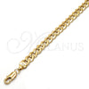 Pulsera Básica 5.223.002.08 Oro Laminado, Diseño de Cubana Concava, Pulido, Tono Dorado (180 Gauge, 07 MM Thickness, 8 Inches Length)