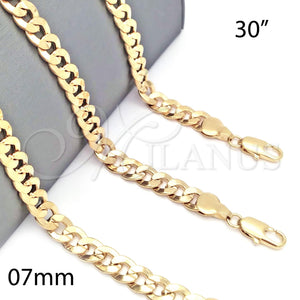 Gargantilla Basica 5.223.002.30 Oro Laminado, Diseño de Cubana Concava, Pulido, Tono Dorado (180 Gauge, 08 MM Thickness, 30 Inches Length)
