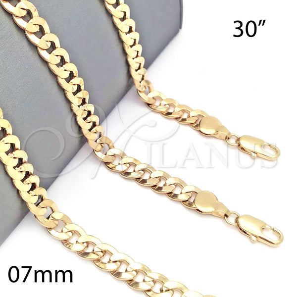 Gargantilla Basica 5.223.002.30 Oro Laminado, Diseño de Cubana Concava, Pulido, Tono Dorado (180 Gauge, 08 MM Thickness, 30 Inches Length)