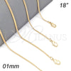 Gargantilla Basica 5.223.033.18 Oro Laminado, Diseño de Cubana, Pulido, Tono Dorado (0.40 Gauge, 01 MM Thickness, 18 Inches Length)