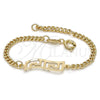 Pulsera con Placa 5.228.020.06 Oro Laminado, Diseño de Llave Griega y Miami Cubana, Pulido, Tono Dorado (03 MM Thickness, 6 Inches Length)
