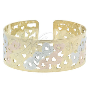 Aro Individual 5.232.007 Oro Laminado, Diseño de Corazón, Diamantado, Tres Tonos (25 MM Thickness, One size fits all)
