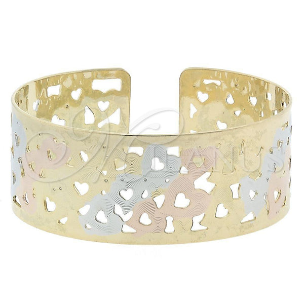 Aro Individual 5.232.007 Oro Laminado, Diseño de Corazón, Diamantado, Tres Tonos (25 MM Thickness, One size fits all)
