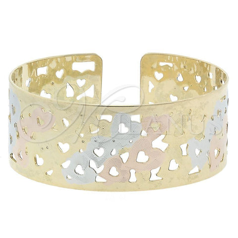 Aro Individual 5.232.007 Oro Laminado, Diseño de Corazón, Diamantado, Tres Tonos (25 MM Thickness, One size fits all)