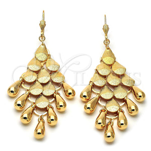 Arete Chandelier 02.63.2133 Oro Laminado, Diseño de Gota, Mate, Tono Dorado