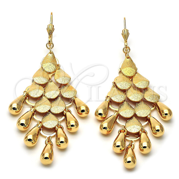 Arete Chandelier 02.63.2133 Oro Laminado, Diseño de Gota, Mate, Tono Dorado