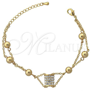 Pulsera Elegante 03.171.0002 Oro Laminado, con Blanca Cristal, Pulido, Tono Dorado (05 MM Thickness, 7 Inches Length)