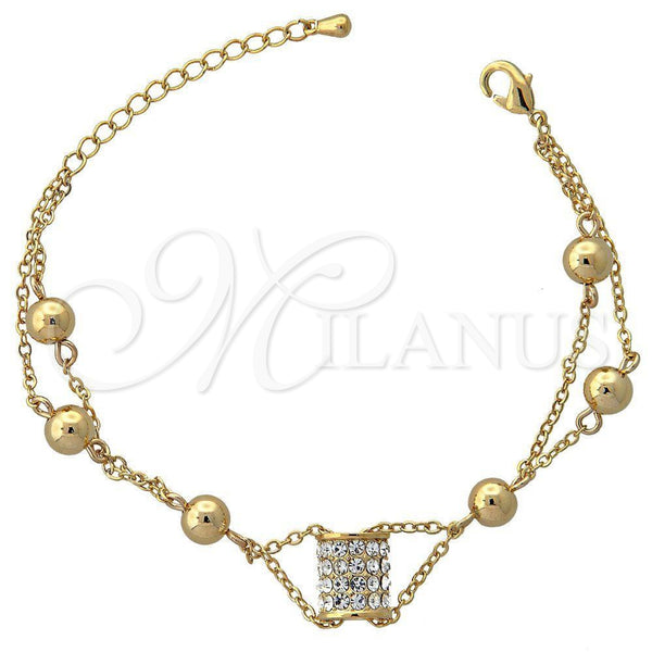 Pulsera Elegante 03.171.0002 Oro Laminado, con Blanca Cristal, Pulido, Tono Dorado (05 MM Thickness, 7 Inches Length)