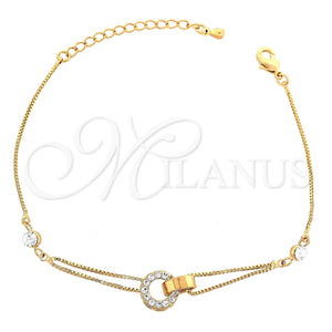 Pulsera Elegante 03.171.0001 Oro Laminado, con Blanca Cristal, Pulido, Tono Dorado (8 Inches Length)