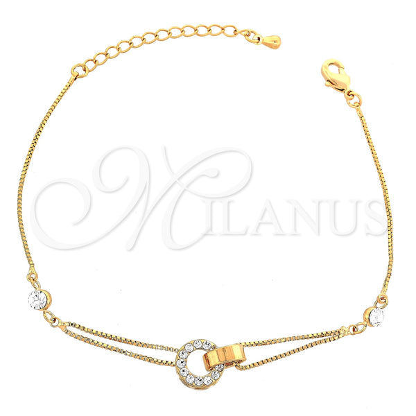 Pulsera Elegante 03.171.0001 Oro Laminado, con Blanca Cristal, Pulido, Tono Dorado (8 Inches Length)