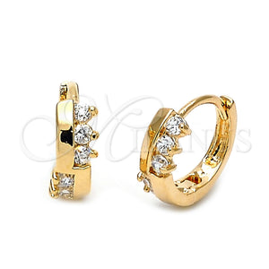 Argolla Huggie 5.132.015 Oro Laminado, con Blanca Zirconia Cubica, Pulido, Tono Dorado