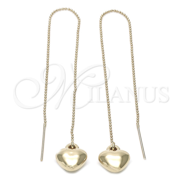 Arete Violador 02.64.0582 Oro Laminado, Diseño de Corazón, Pulido, Tono Dorado