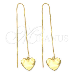 Arete Violador 02.64.0576 Oro Laminado, Diseño de Corazón, Diamantado, Tono Dorado
