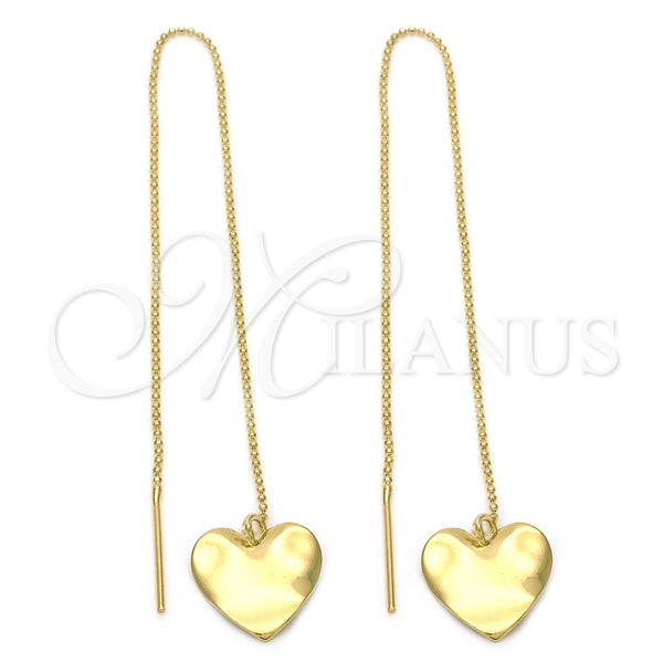 Arete Violador 02.64.0576 Oro Laminado, Diseño de Corazón, Diamantado, Tono Dorado