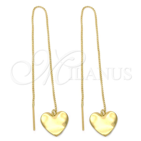 Arete Violador 02.64.0576 Oro Laminado, Diseño de Corazón, Diamantado, Tono Dorado