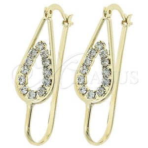 Argolla Mediana 5.152.017 Oro Laminado, Diseño de Gota, con Blanca Zirconia Cubica, Pulido, Tono Dorado