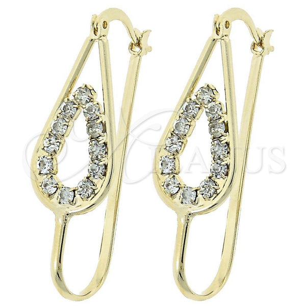 Argolla Mediana 5.152.017 Oro Laminado, Diseño de Gota, con Blanca Zirconia Cubica, Pulido, Tono Dorado