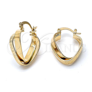 Argolla Pequeña 5.153.033 Oro Laminado, Diseño de Torcido y Llave Griega, Pulido, Tono Dorado