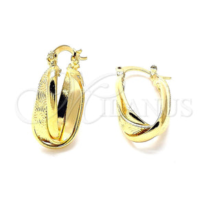 Argolla Pequeña 5.155.024 Oro Laminado, Diseño de Espiral, Diamantado, Tono Dorado