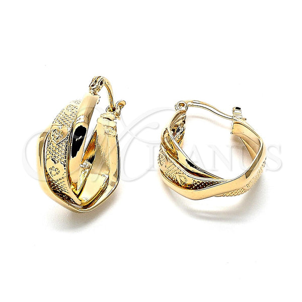 Argolla Pequeña 5.156.002 Oro Laminado, Diseño de Corazón, Diamantado, Tono Dorado