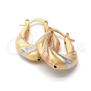 Argolla Mediana 5.148.011.1 Oro Laminado, Diseño de Torcido, Diamantado, Tres Tonos