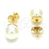 Arete Dormilona 02.63.2124 Oro Laminado, Diseño de Bola, con Marfil Perla, Pulido, Tono Dorado