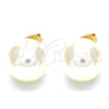 Arete Dormilona 02.63.2130 Oro Laminado, Diseño de Bola, con Marfil Perla, Pulido, Tono Dorado