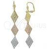 Arete Largo 02.63.2170 Oro Laminado, Diamantado, Tres Tonos