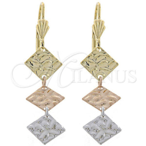 Arete Largo 02.63.2176 Oro Laminado, Diamantado, Tres Tonos