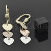 Arete Largo 02.63.2177 Oro Laminado, Diseño de Corazón, Cepillado, Tres Tonos