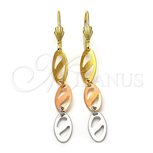 Arete Largo 02.63.2180 Oro Laminado, Pulido, Tres Tonos