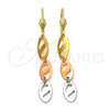 Arete Largo 02.63.2180 Oro Laminado, Pulido, Tres Tonos