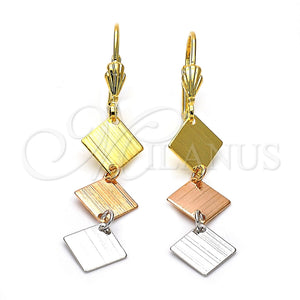 Arete Largo 02.63.2183 Oro Laminado, Cepillado, Tres Tonos