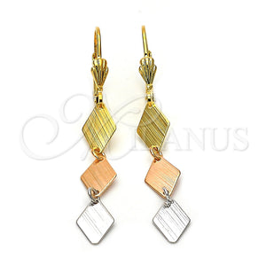 Arete Largo 02.63.2184 Oro Laminado, Cepillado, Tres Tonos