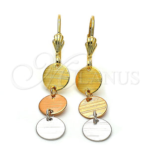 Arete Largo 02.63.2186 Oro Laminado, Pulido, Tres Tonos