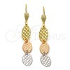 Arete Largo 02.63.2187 Oro Laminado, Diamantado, Tres Tonos