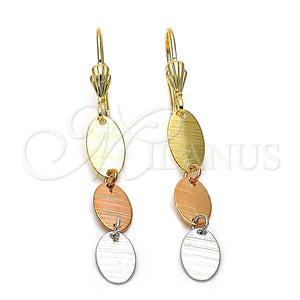 Arete Largo 02.63.2188 Oro Laminado, Cepillado, Tres Tonos