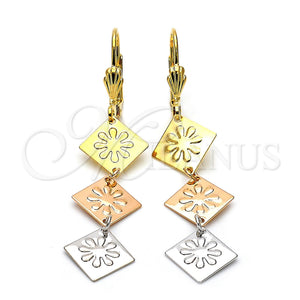 Arete Largo 02.63.2189 Oro Laminado, Pulido, Tres Tonos